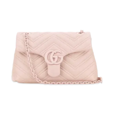 GUCCI Women's Nappa Leather Small GG Marmont Shoulder Bag "Pink"