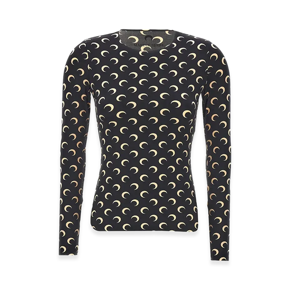 Marine Serre Women's 'Moon Printed Jersey' T-Shirt "Black"