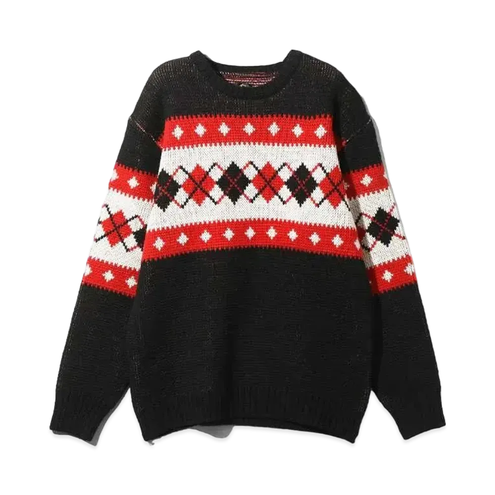 Needles Crew Neck Sweater Argyle "Black"