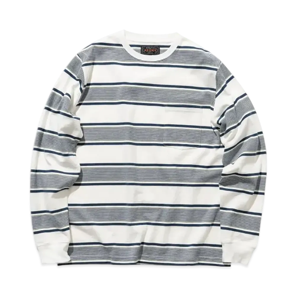 BEAMS Pocket Tee Wide Stripe "OffWhite"