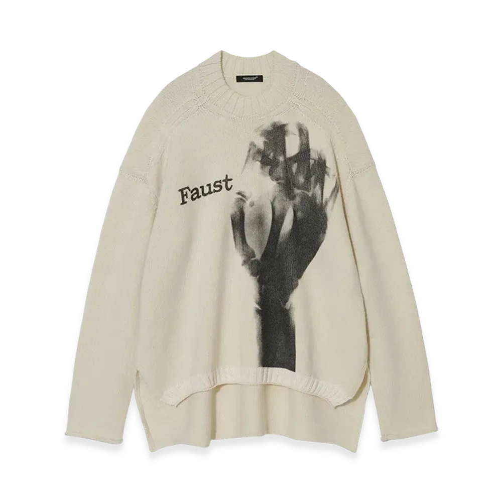 UNDERCOVER Wool/Acrylic High-Neck Knit Pullover "Off White"