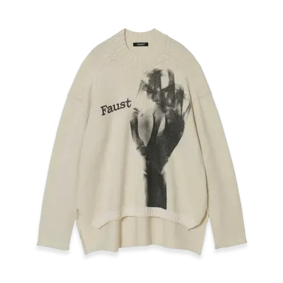 UNDERCOVER Wool/Acrylic High-Neck Knit Pullover "Off White"