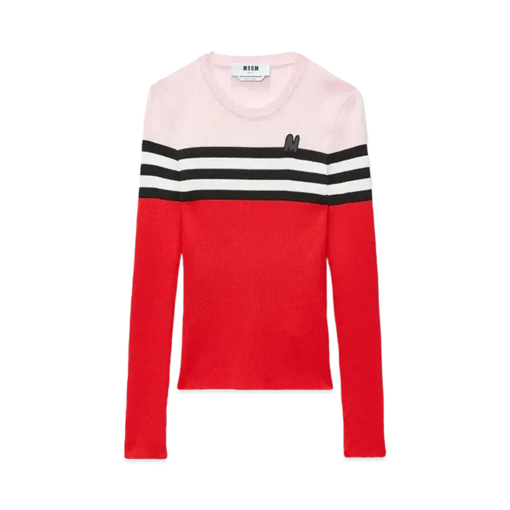 MSGM Multicolor Ribbed Viscose Sweater "Red"