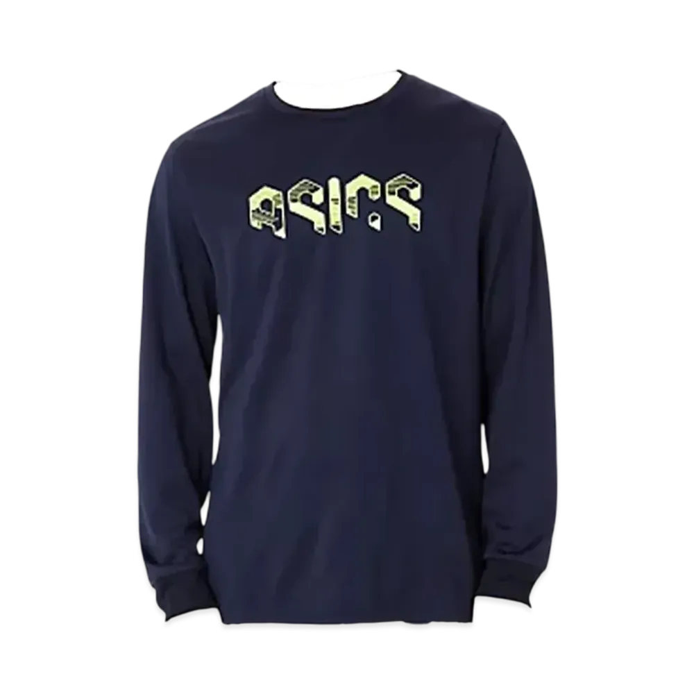Asics Hex Graphic Dry Long Sleeve Shirt "Midnight/Safety Yellow"