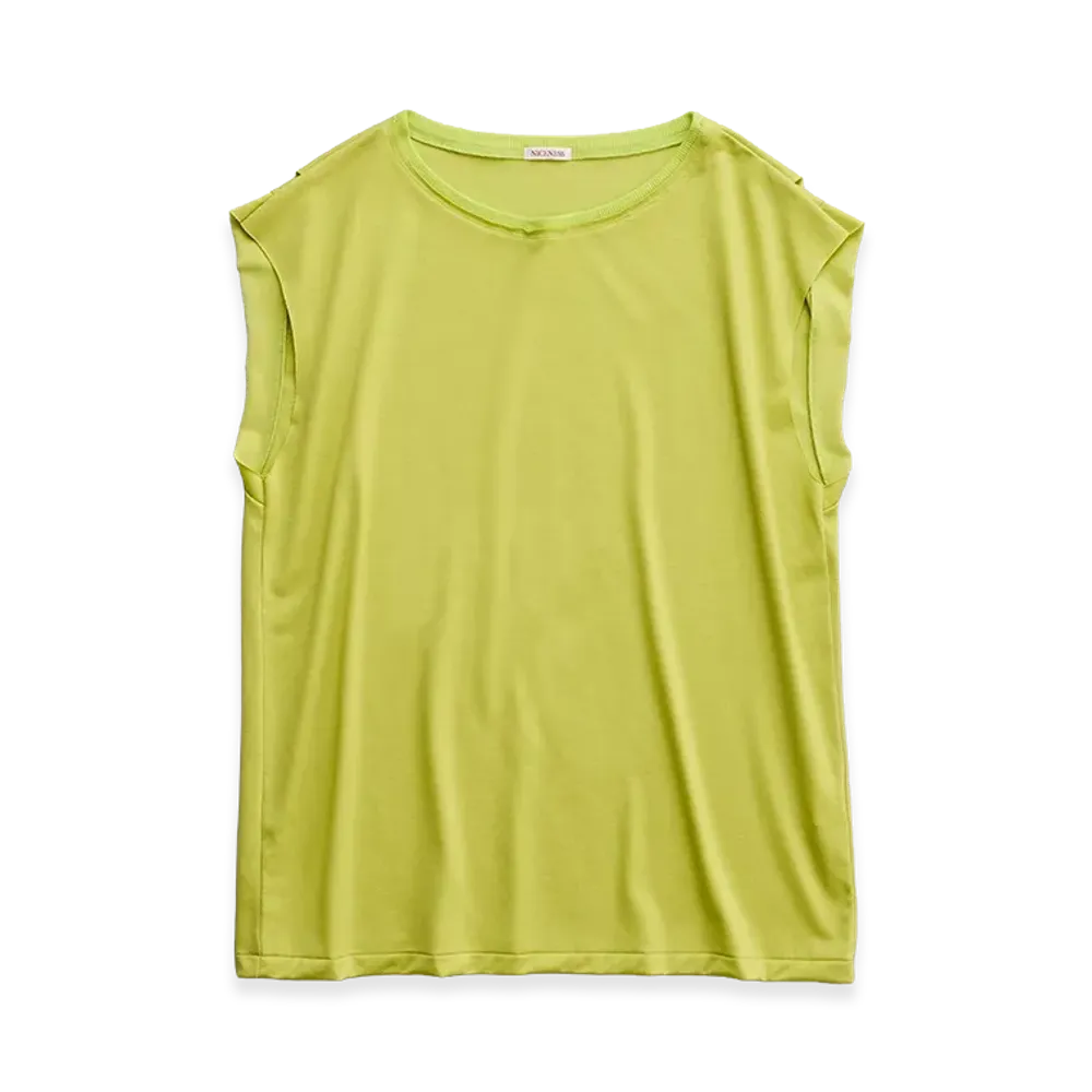 NICENESS W.Mcgeoch Cut-Off Sleeve Super 100's Wool Jersey T-Shirt "Lime"