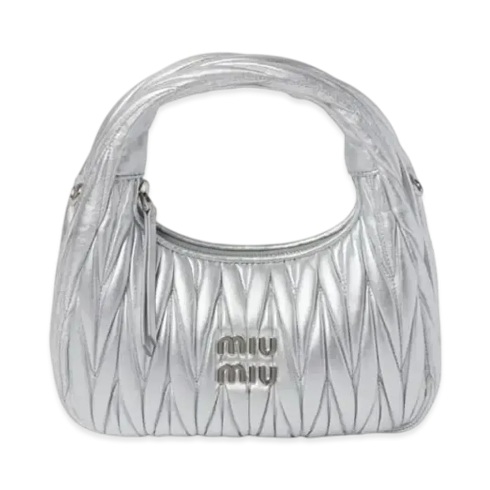 MIUMIU Wander Matelasse Nappa Leather Hobo Bag "Silver"