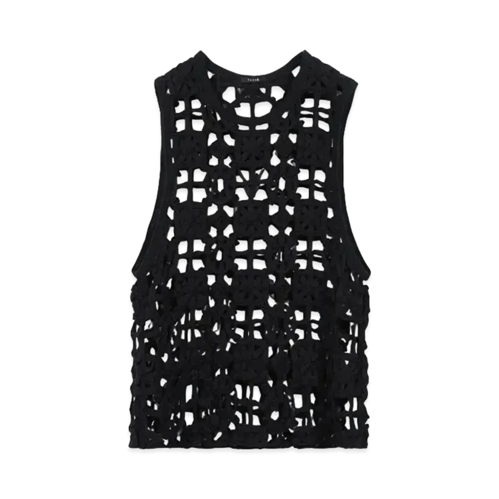 TAAKK ALL EMBROIDERY JERSEY TANK TOP "BLACK"