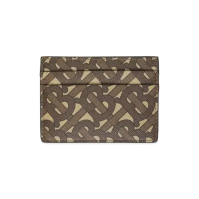 Burberry Monogram Print E-canvas Card Case "Bridle Brown"