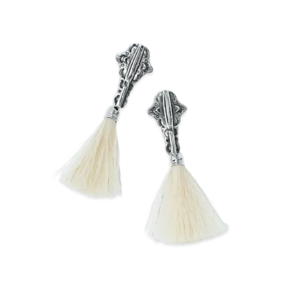 TOGA TOO Metal Fringe Earrings "White"