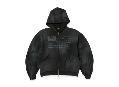 THUG CLUB Dirty Washed Old Glory Zip-Up Hoodie "Black"