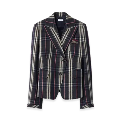 Burberry Check Wool Tailored Jacket "Donkey/Field"