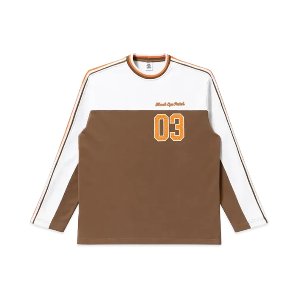 Black Eye Patch Player Ribbed Sweatshirt "White/Brown"