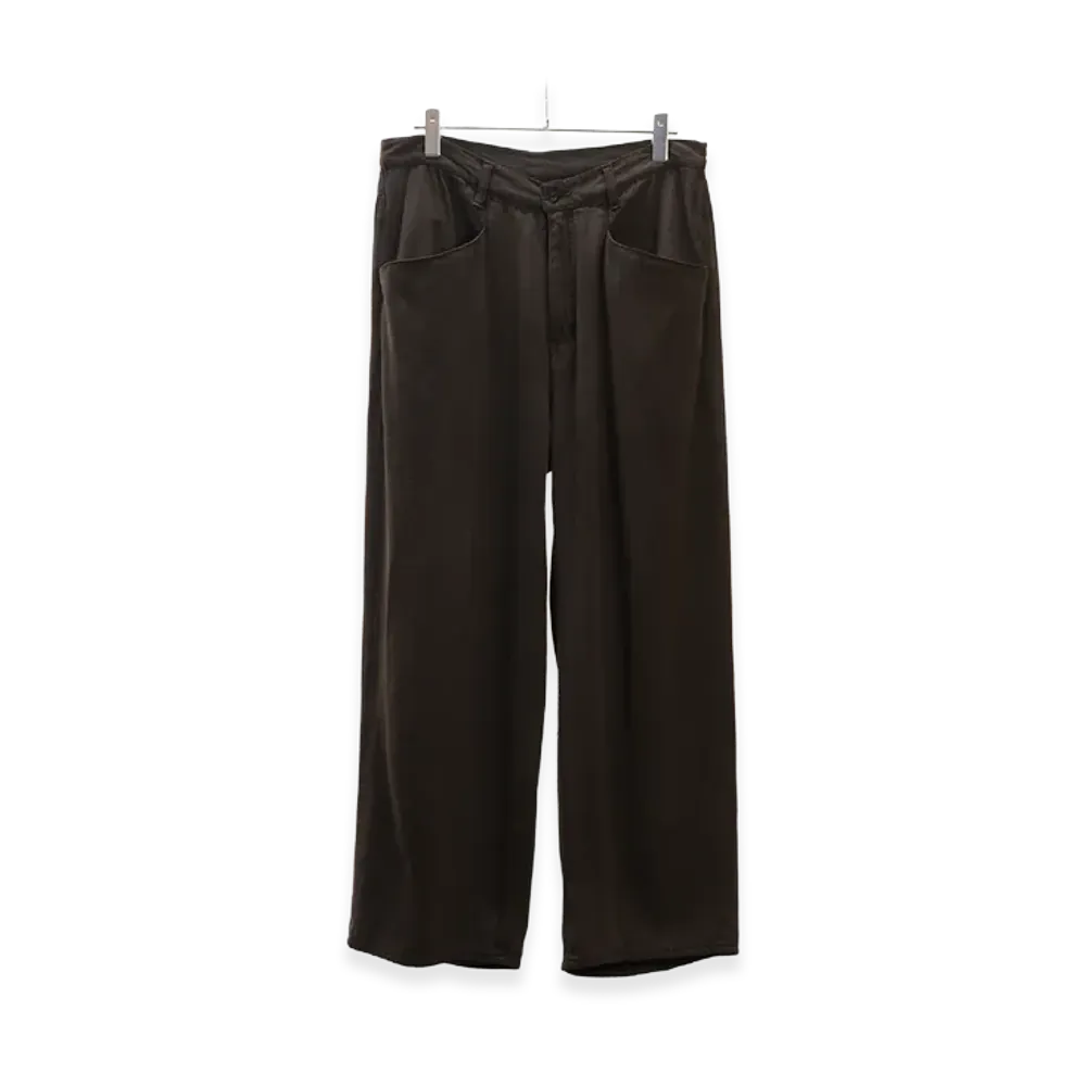 ANCELLM Silk Wide Slacks "Dark Olive"