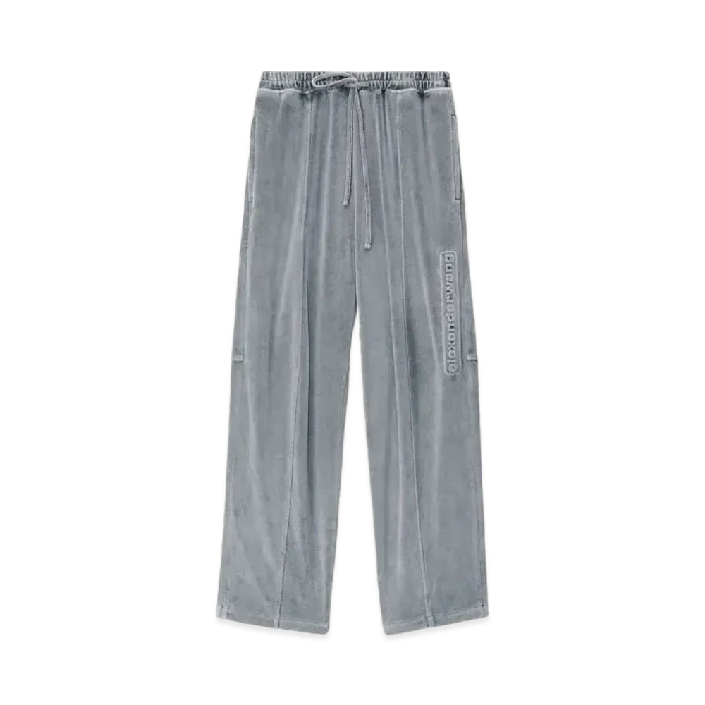 Alexander Wang Logo Velor Track Pants "Washed Charcoal"
