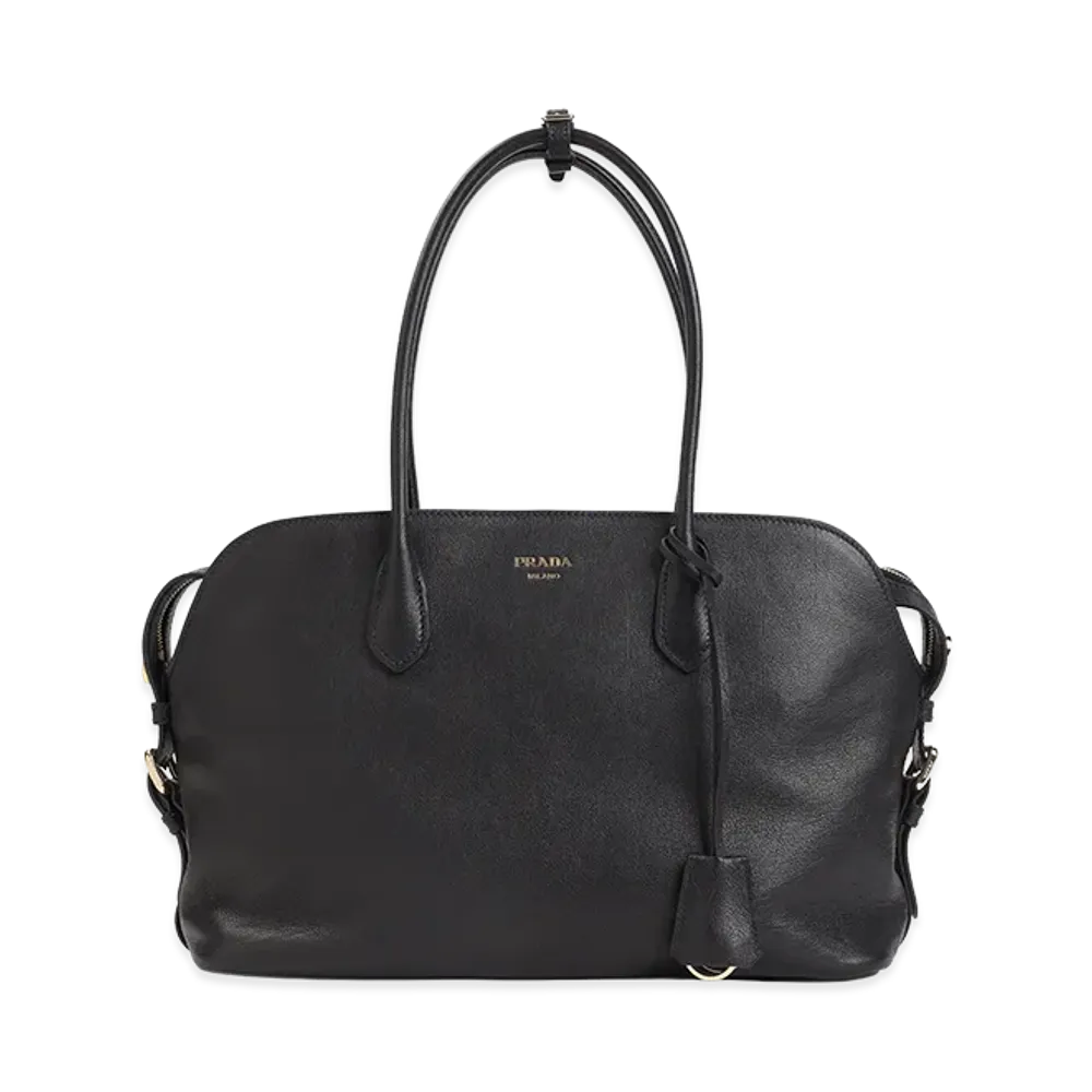 PRADA Wonen's Leather Large Shopping Bag "Black"