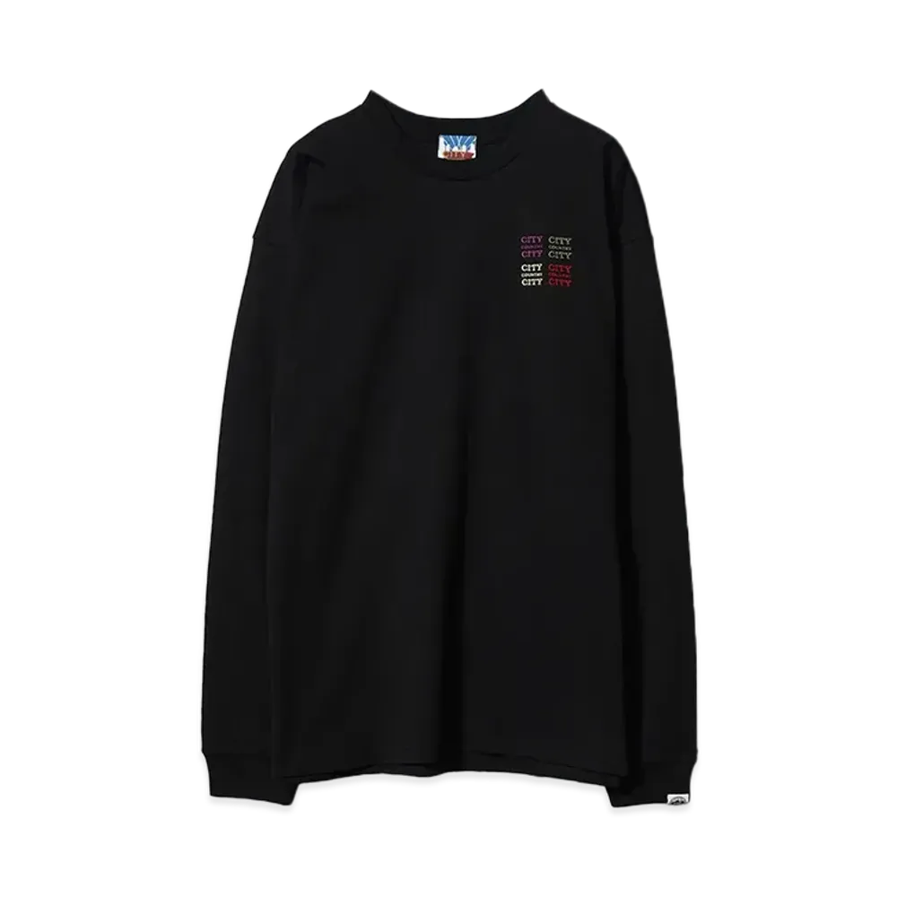 CITY COUNTRY CITY EMBROIDERED LOGO COTTON L/S T-SHIRT_CCCC "BLACK"