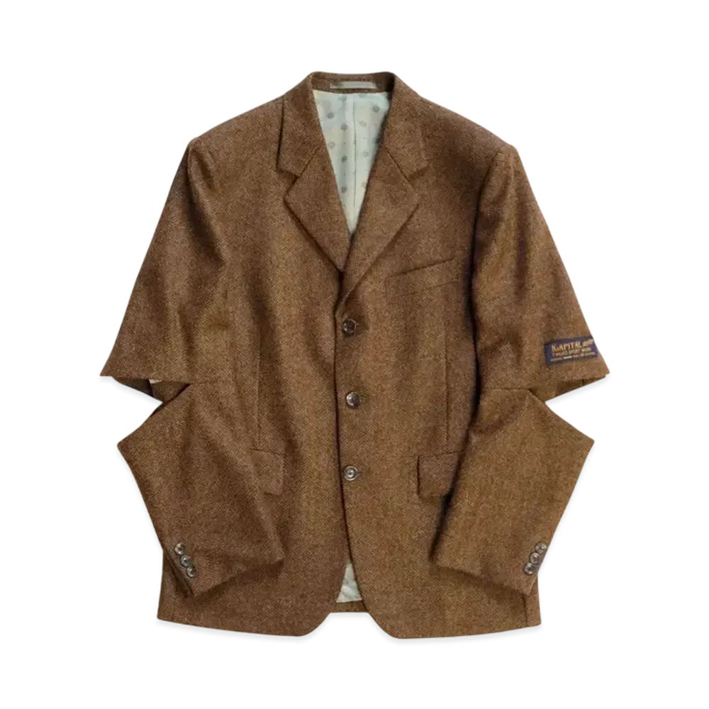 KAPITAL Herin Bon Tweed Cut Out Elbow Jacket "Gold"