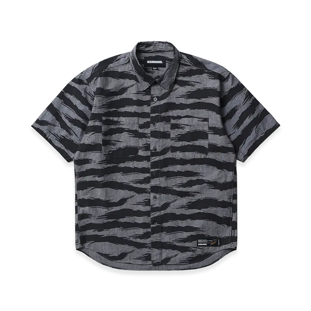 NEIGHBORHOOD Camo Pattern Chambray Shirt SS "Black"