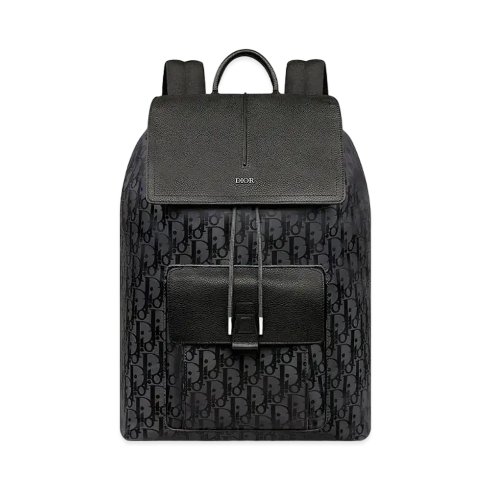 Dior Motion Backpack Dior Oblique Mirage Technical Fabric & Grained Calfskin "Black"