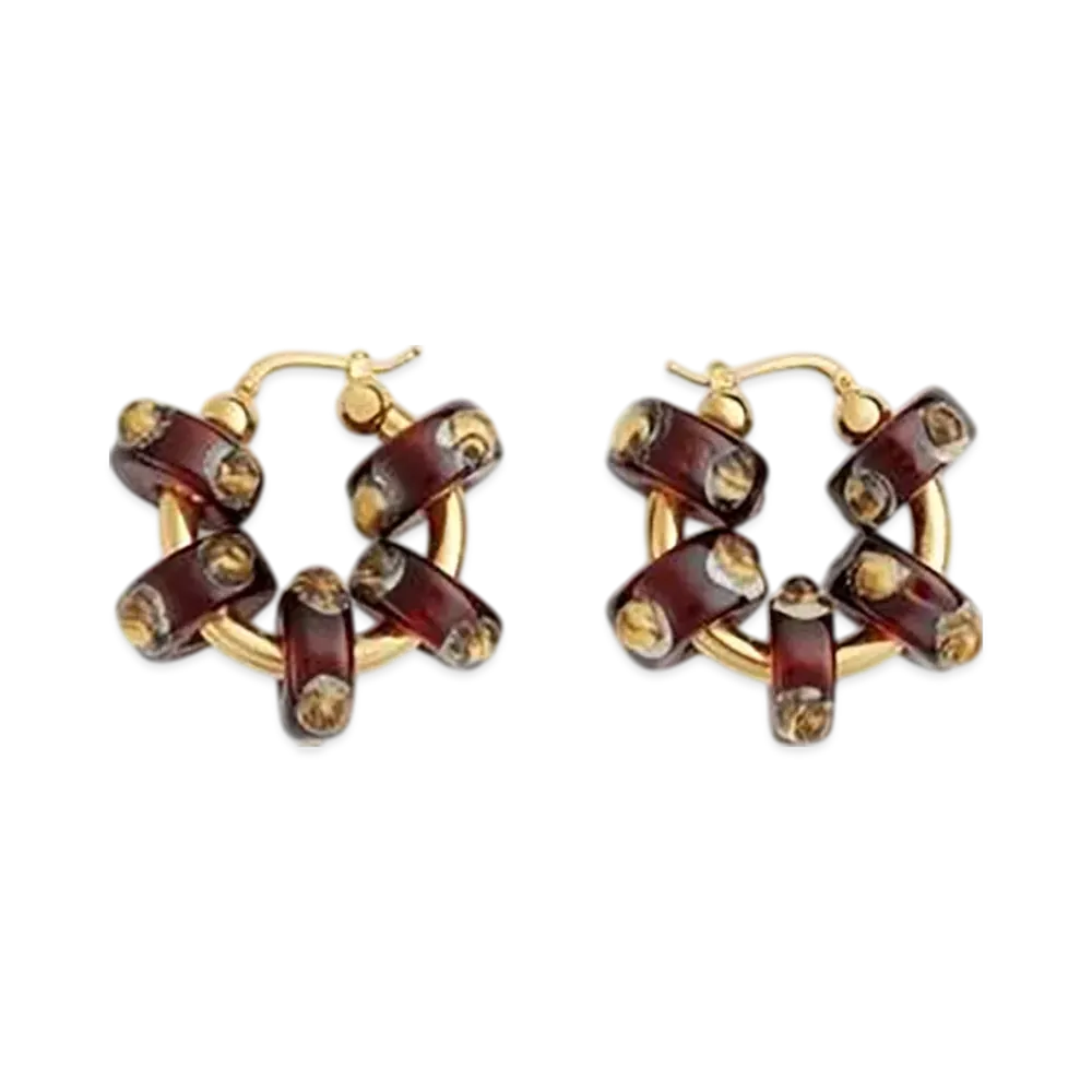 Bottega Veneta Slice Glass Earrings "Burnt Orange/Off White"