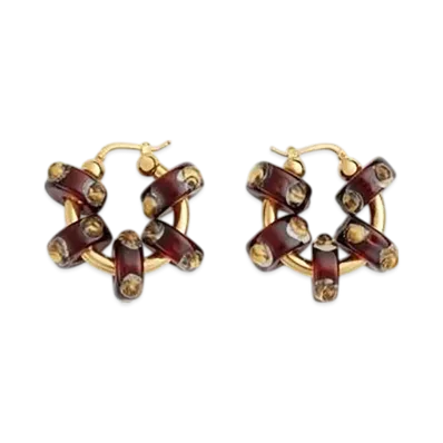 Bottega Veneta Slice Glass Earrings "Burnt Orange/Off White"