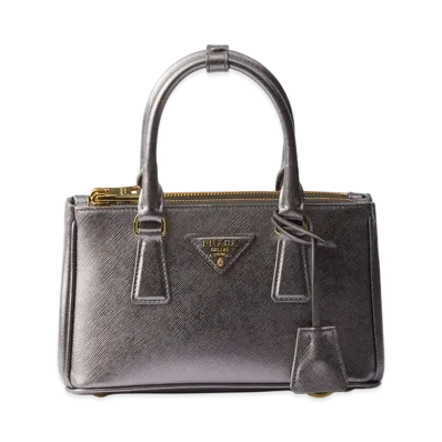 Prada Galleria Patent Saffiano Leather Mini Bag "Chrome Silver"