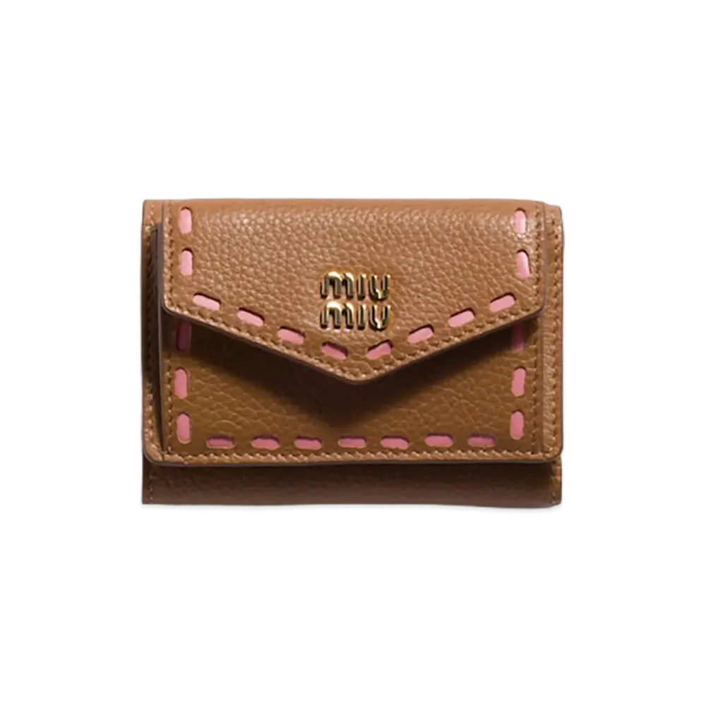 MIU MIU Leather Wallet "Caramel/Petal Pink"