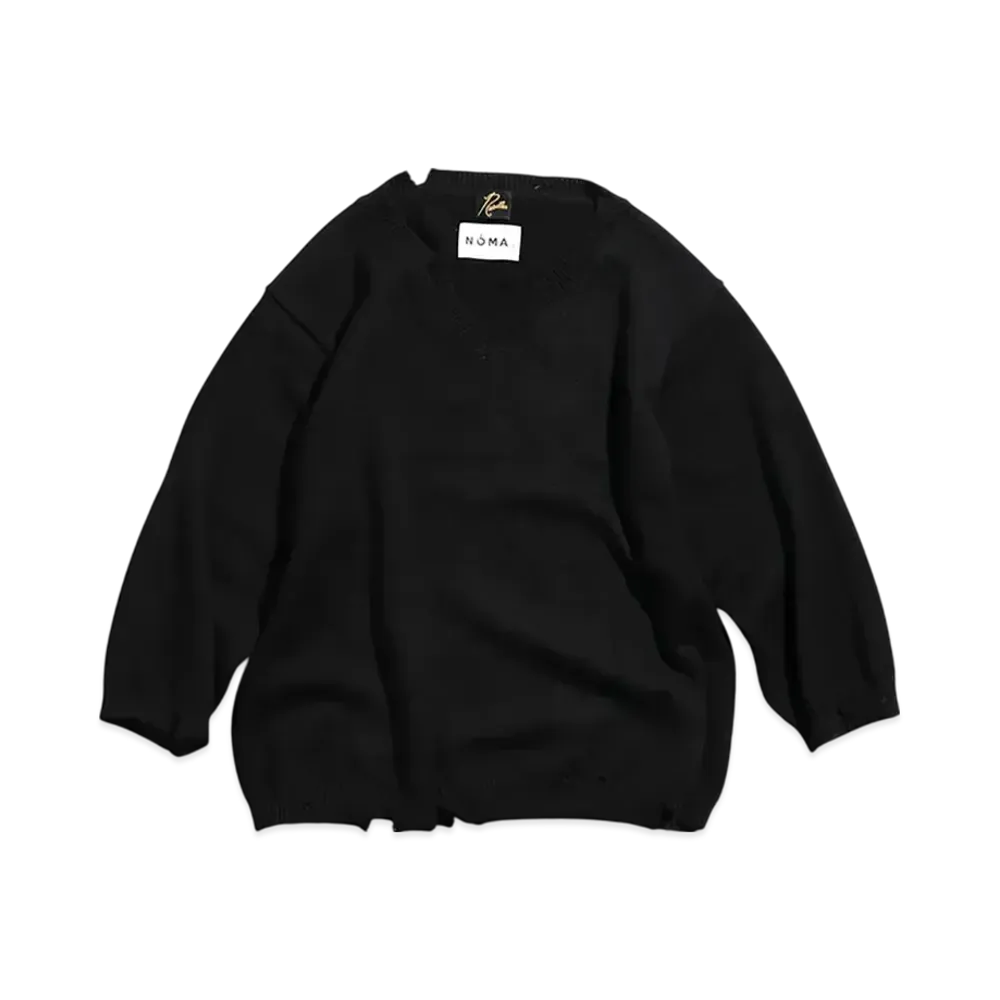 Needles x NOMA t.d. V Neck Pullover Sweater Crush Knit "Black"