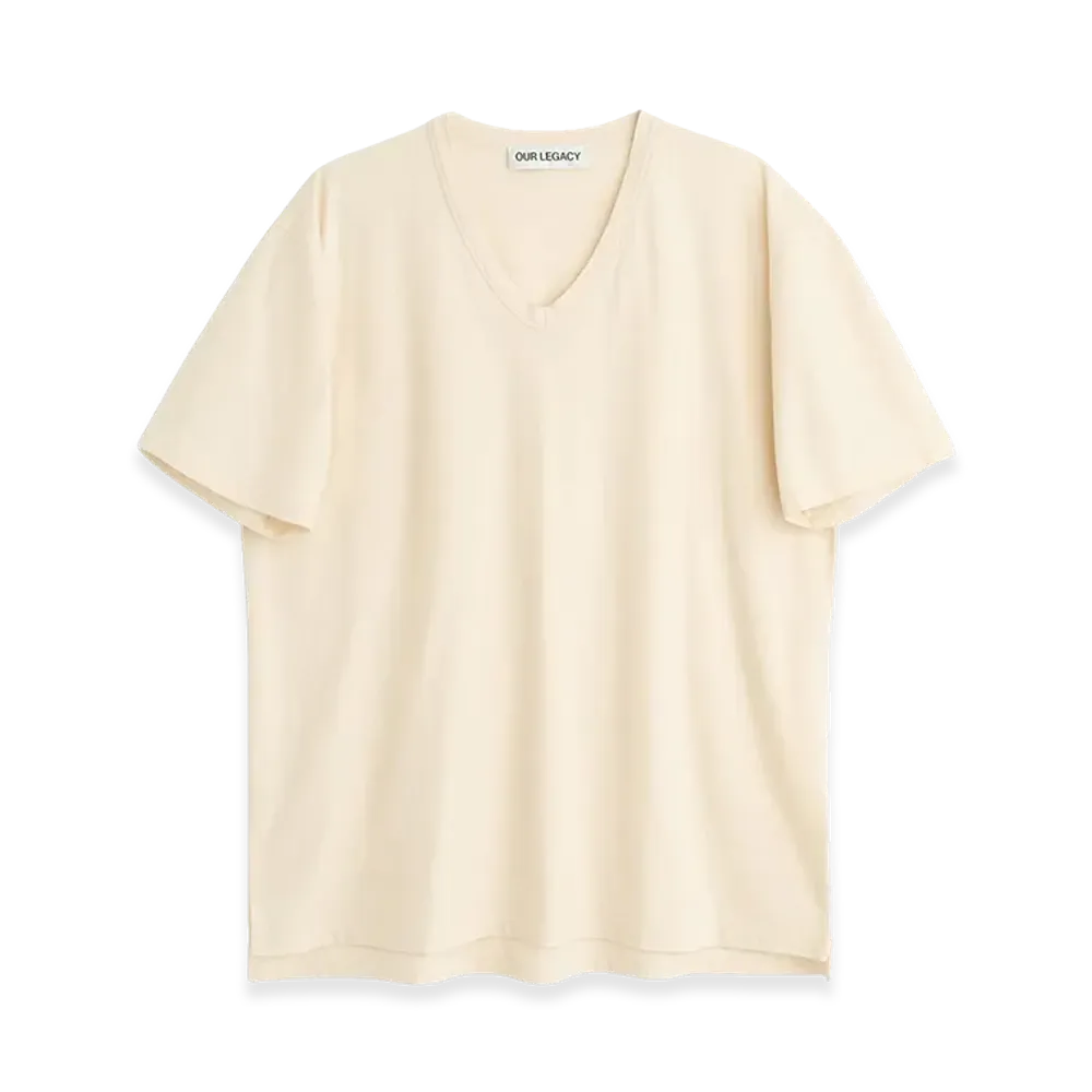 OUR LEGACY Gorge V-Neck "Cream High Twist Jersey"