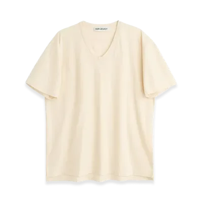OUR LEGACY Gorge V-Neck "Cream High Twist Jersey"