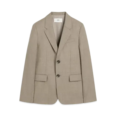 AMI PARIS Wool Two-Button Jacket "Cendre"