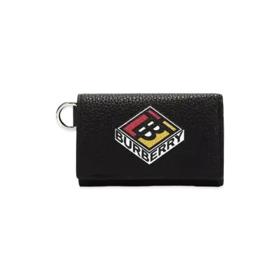 BURBERRY Finn Patches Grainy Leather Wallet "Black"