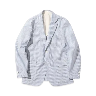 BEAMS 3B Jacket Seersucker "Blue"