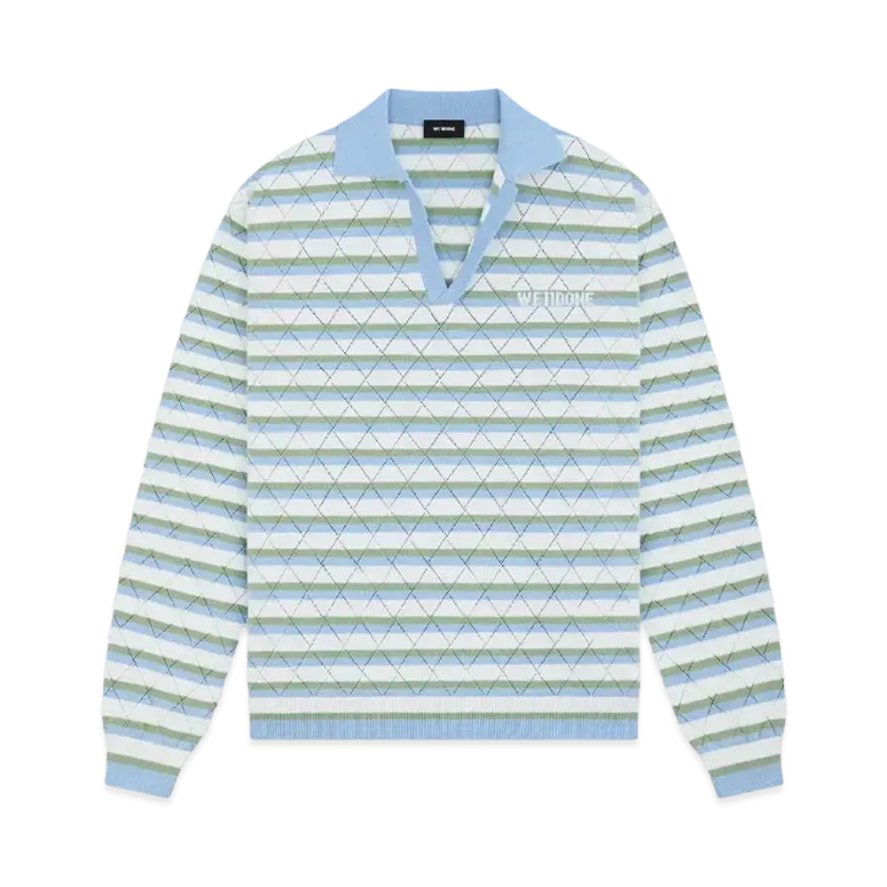 WE11DONE Stripe Polo Shirt "Sky"