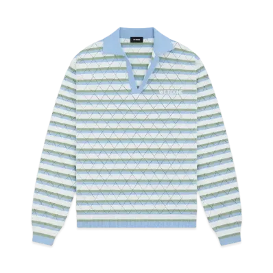 WE11DONE Stripe Polo Shirt "Sky"