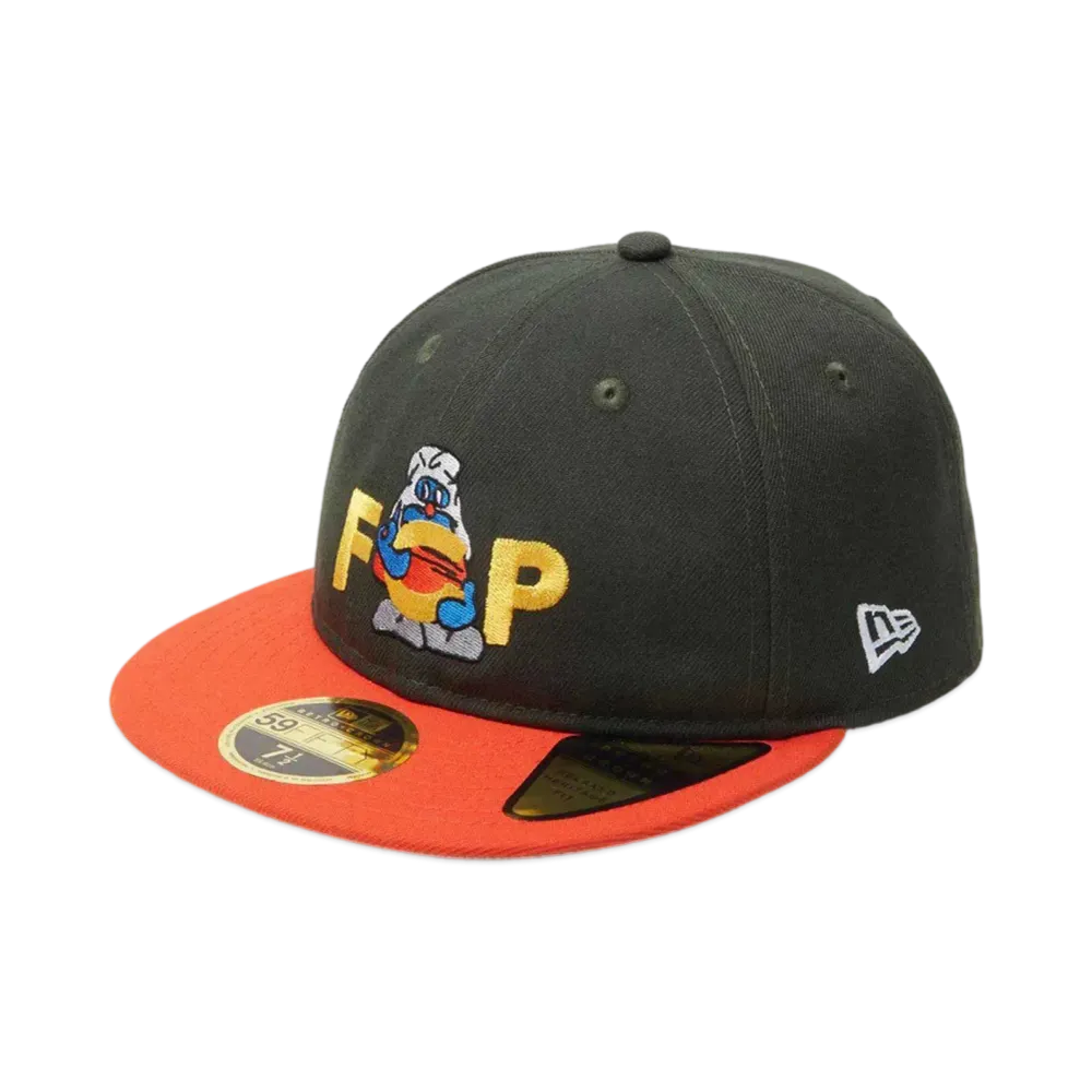NEW ERA x SHINKNOWNSUKE RC 59Fifty Boot Cat Countdown Orange Visor "Dark Seaweed"