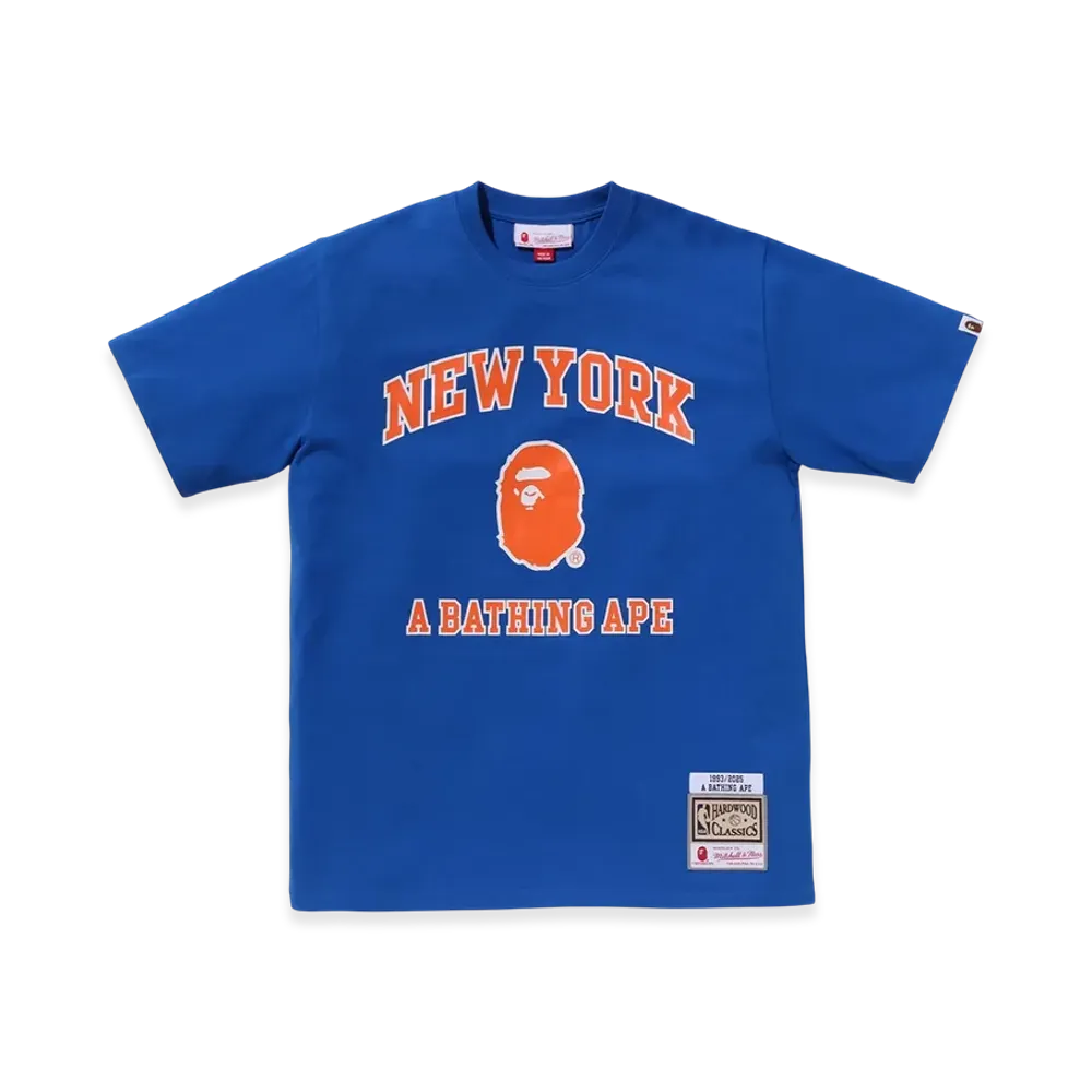 A BATHING APE x Mitchell & Ness x NBA New York Knicks Tee "Blue"