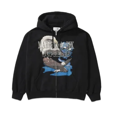 Supreme x MM6 Maison Margiela Eagle Zip Up Hooded Sweatshirt "Black"