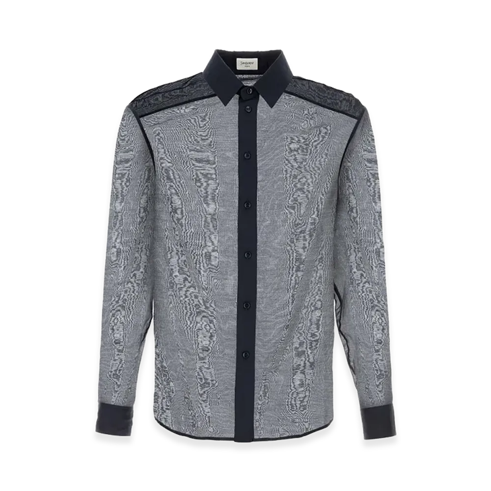 Saint Laurent Navy Blue Cotton Blend Shirt "Blue"