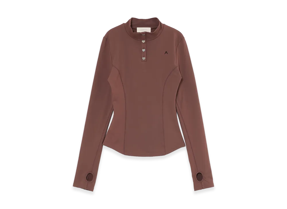 ANDMARY Women's Heart Button Fit Tops "Brown"