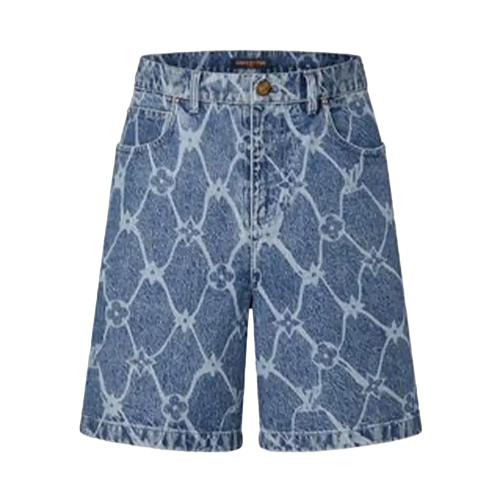 Louis Vuitton Monogram Printed Denim Shorts "Indigo"