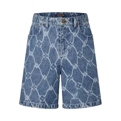 Louis Vuitton Monogram Printed Denim Shorts "Indigo"
