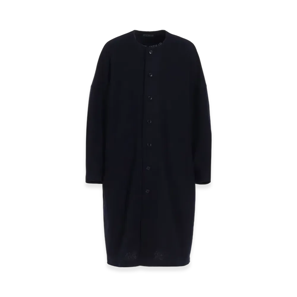 S'YTE Airy Jersey Collarless Long Cardigan "Navy"