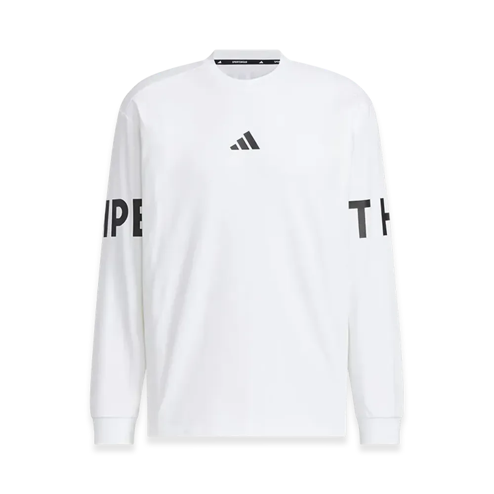 adidas Wording Pack Loose Fit Heavy Single Jersey Long Sleeve T-Shirt "White"