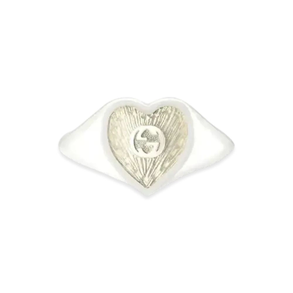 GUCCI GUCCI Heart Ring with Interlocking G "Mother of Pearl/Silver"