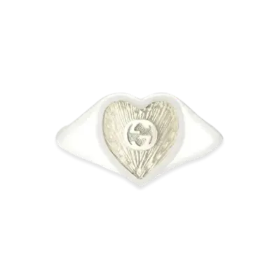 GUCCI GUCCI Heart Ring with Interlocking G "Mother of Pearl/Silver"