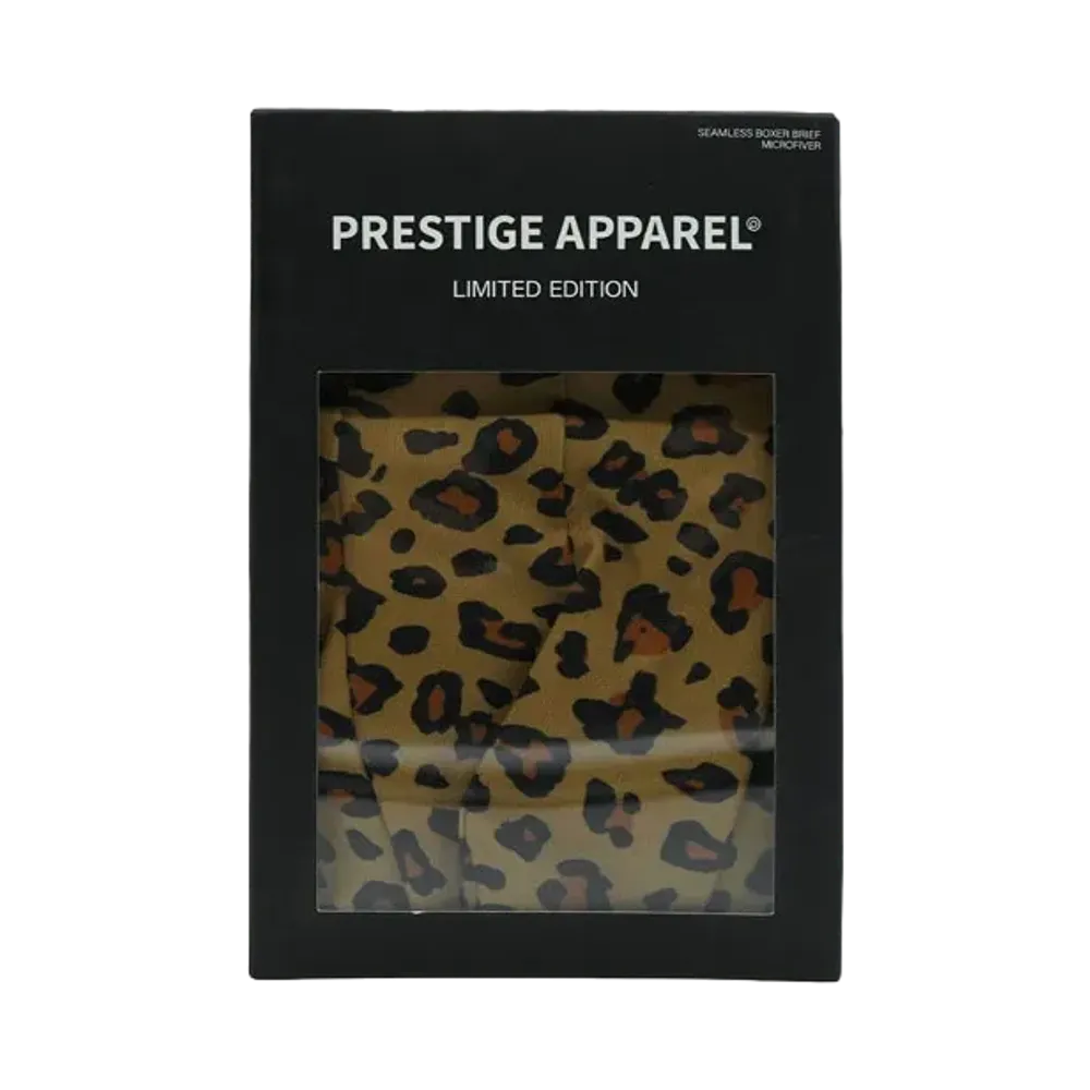 PRESTIGE APPAREL SEAMLESS LOWRISE BOXER BRIEFS "LEOPARD"