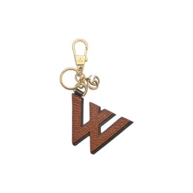 GUCCI Letter W Keychain Leather "Brown/Black"