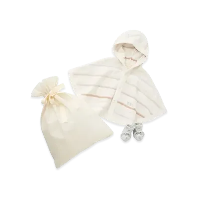 GELATO PIQUE Wrapped Baby Smoothy Colorful Border Poncho & Dinosaur Socks Set "Off White"