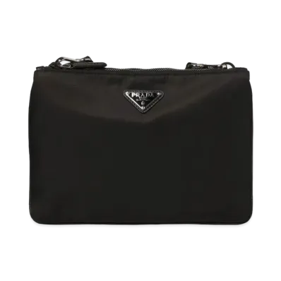 PRADA Re-Nylon and Saffiano Leather Shoulder Bag "Black"